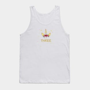 Third birthday candle. Three. Unicorn Birthday invitation. Party invitation Tank Top